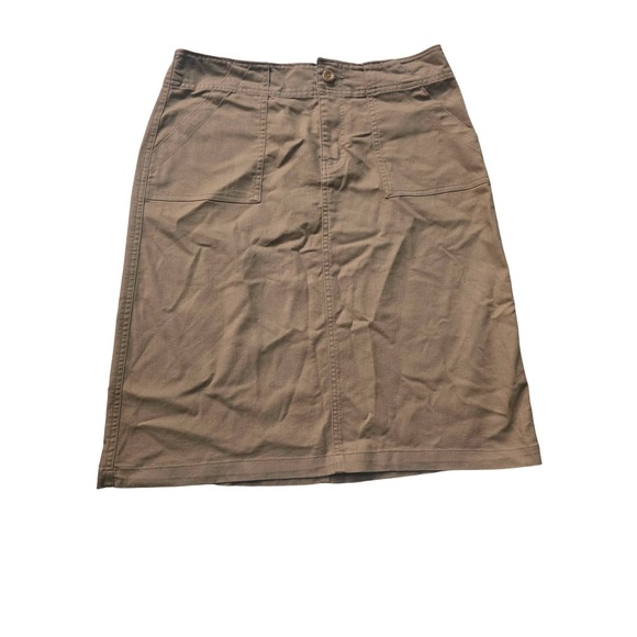 Cato Dresses & Skirts - Cato Womens Size 10 Tan Khaki Utility Midi Skirt Cotton Blend Pockets Career